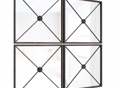 Jeffrey Large Framed Wall Mirror - Set of 4 3D model