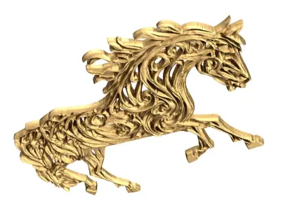 decor set wall panel horse relief mural CNC 08  3D print model