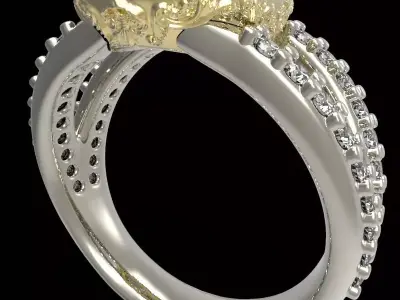 engraving halo ring center gem 6 mm  3D print model