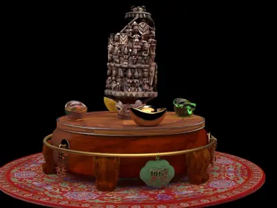  Chinese wooden carved   3D model