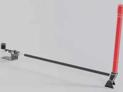 Hydraulic handbrake with extension rod Low-poly 3D model