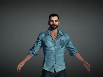 Virat Kohli  Indian Star Cricketer Low-poly 3D model