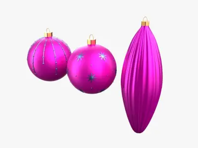 Christmas Tree Ornament Set1 - Pink LightBlue Low-poly 3D model