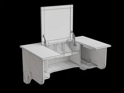 Wall Mount White Ledge With Vanity Mirror 3D model