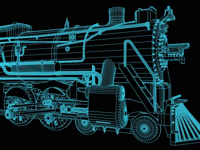 4-8-4 Old 1900s Steam Train Free 3D model