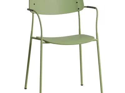 Ella Chair Four Legs base Laminate Long Armrest By Martela 3D model