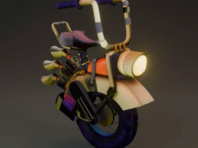 Hand Paint Stylized Mono Bike Low-poly 3D model