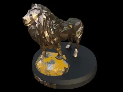 Steampunk Lion Rock Low-poly 3D model