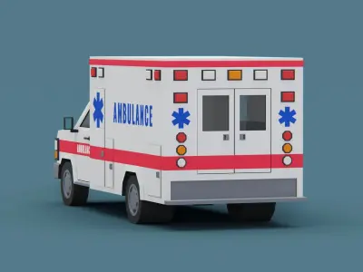 Stylized City Ambulance truck  Low-poly 3D model
