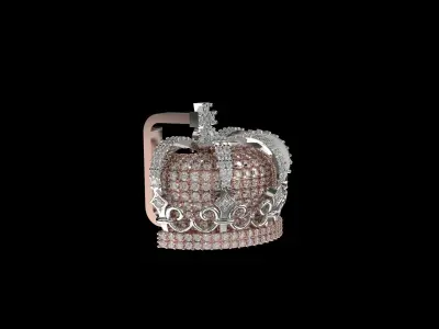 Luxury King Crown Bail with stones 3D print model