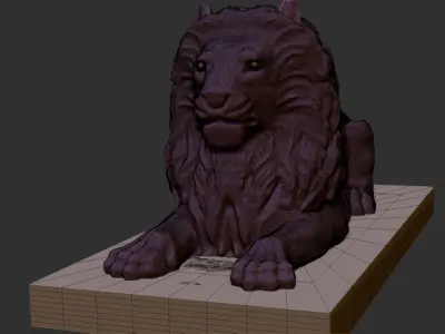 Sitting Lion - statue 3D print model
