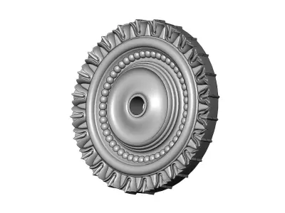 Curved carved pattern ceiling medallion rosette relief sculpture 3D print model
