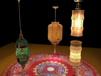 Chinese  red lantern  3D model 6