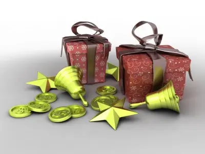 Gifts gifts  Christmas  gold coins  Santa Claus  holidays  joy 3D model