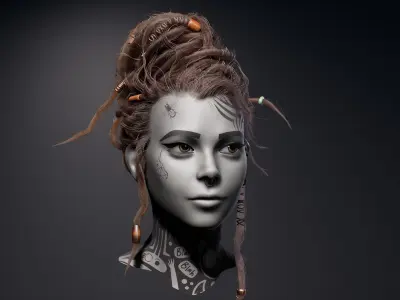 Dreadlocks Realtime Hairstyle - Game Hair Low-poly 3D model