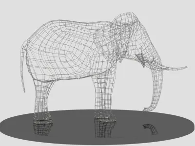 Elephant metal wire sculpture 3D model