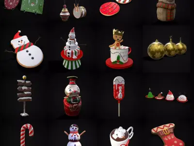 Christmas Prop Mix Fourteen 3D Model Collection