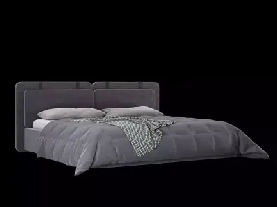 Bed with pillows and blanket 4 models of bed set 5 3D Model Collection