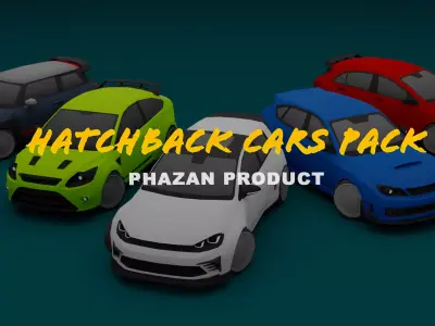 HATCHBACK CARS PACK Low-poly 3D model