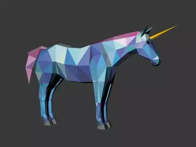 low-poly stylized unicorn Low-poly 3D model