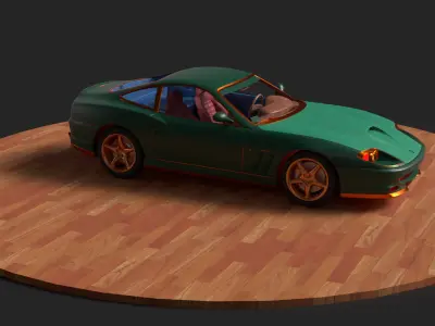 Chinese green  vintage car   3D model
