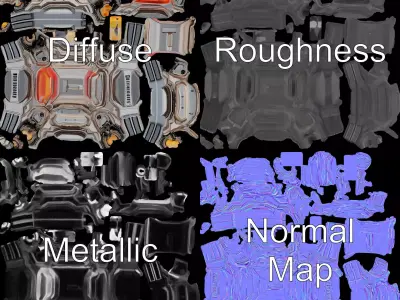 Futuristic Scifi Wall Panel Model Pack Low-poly 3D model