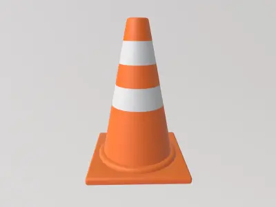 Stylized Low-Poly Triangle Traffic Cone Barrier Low-poly 3D model