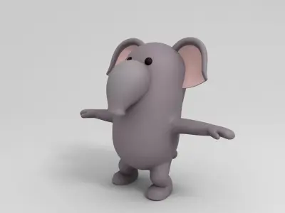 Rigged Cartoon Elephant 3D model