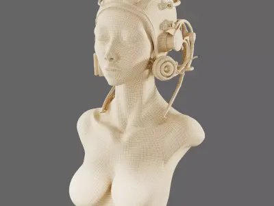 Steampunk Pilot Goddess Bust 3D model