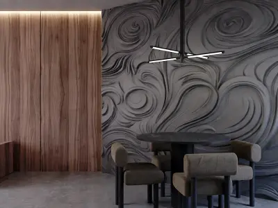 modern panel wall  decor set wall relief mural CNC 67  3D model