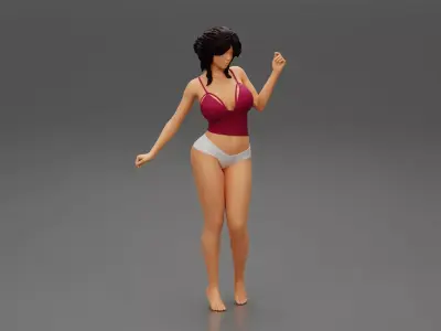 Beautiful and seductive woman wearing shade lingerie 3D print model