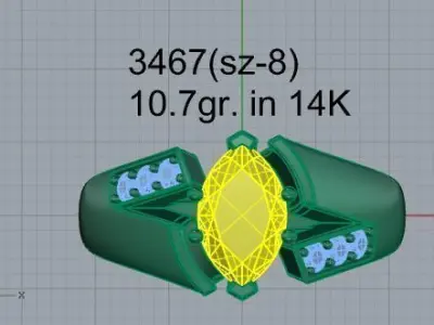 Oval Cut Split Shank Ring 3467 3D print model