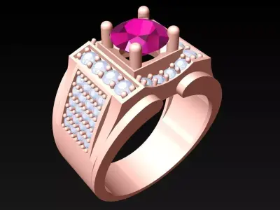 Diamond Rings - Mens Ring - N5241 3D print model