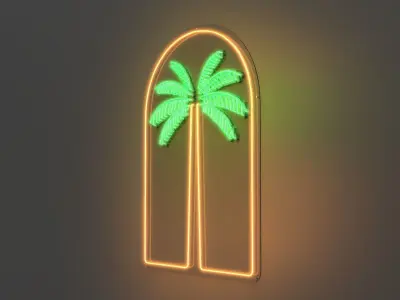 Palm Tree - Neon Sign 3D model