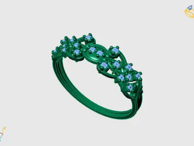 Women Ring Diamond Stone STL 3DM Lightweight Printable 3D print model 13