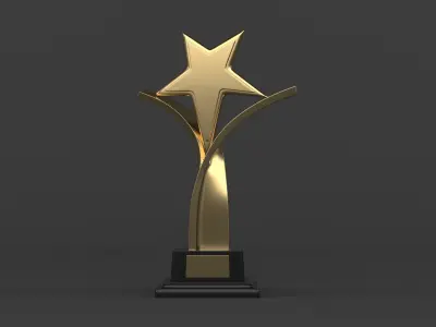 Gold Trophy Cups 3D model 6