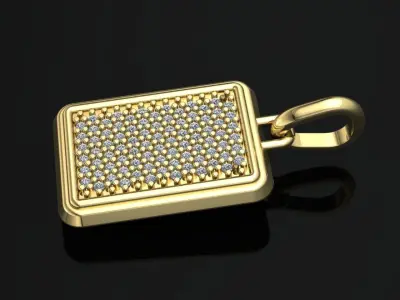 Diamonds Gold Bar Pendant 3D Model 3D print model