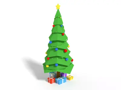 Low Poly Cartoon Christmas Tree Low-poly 3D model