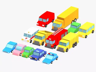 Low poly Car pack 3D model