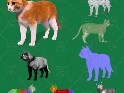 Ginger Cat  Low-poly 3D model