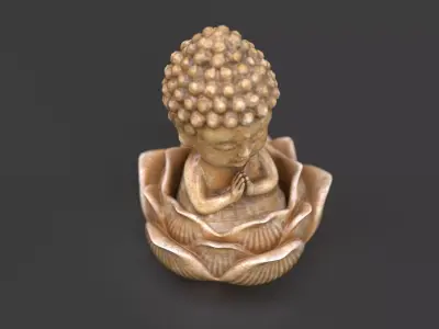 Baby Buddha sitting in lotus statuette 3D model