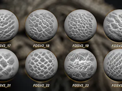 50 Reptile Creature and Dragon skin Vol 2 Alpha and Brush 3D model