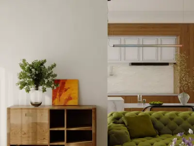 Mid Century interior scene 3D model