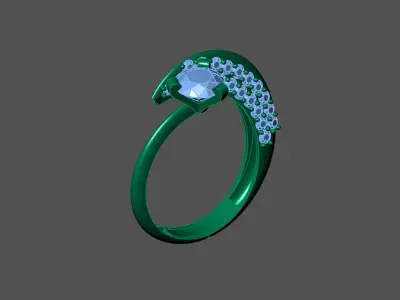 Womens Rings With Stone Ring Ready STL 3DM Models Rings women 3D print model 24