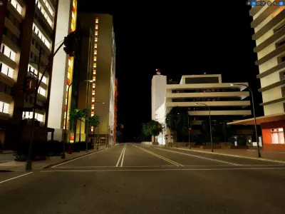 City Downtown Skyscraper Street - Night - Unreal - Lot 05 Low-poly 3D model