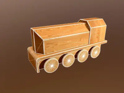 Wooden Toy Train - Engine 002 Low-poly 3D model
