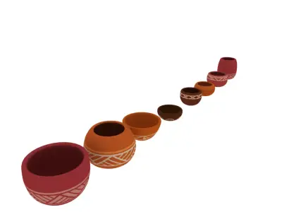 Bowls clay pots 3D model