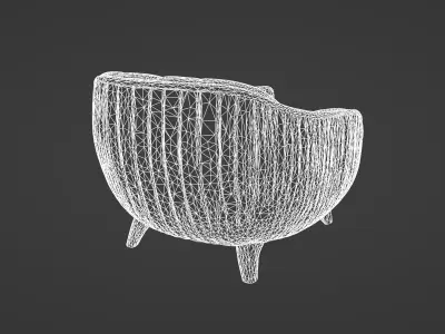 Modern Curved Armchair with Textured Upholstery 3D model