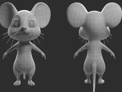 Cartoon Mouse  II Basemesh  Low-poly 3D model
