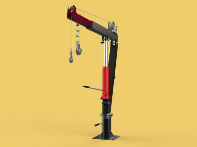 HYDRAULIC SWIVEL LIFTING CRANE MANUAL HAND CRANK WINCH HOIST JIB 3D model
